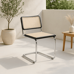 Silla Breuer Madera y Rattan - Negra