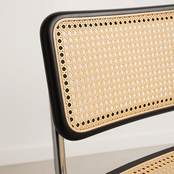 Silla Breuer Madera y Rattan - Negra 7