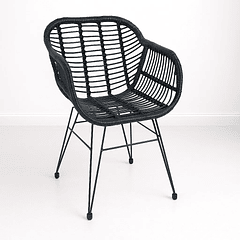 Butaca con Apoyabrazos de Terraza Rattan Grecia Color Negro