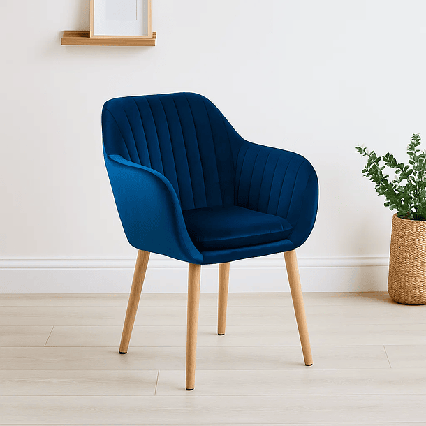 Butaca Sitial Poltrona Diamante Terciopelo Acolchado - Azul 4