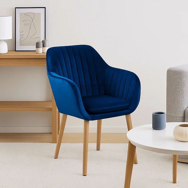 Butaca Sitial Poltrona Diamante Terciopelo Acolchado - Azul 5