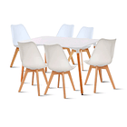 Comedor Mesa de 120x80 Rectangular Blanca + 6 Sillas Tulip - Blancas 1