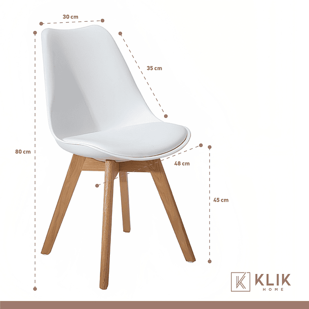 Comedor Mesa de 120x80 Rectangular Blanca + 6 Sillas Tulip - Blancas 5