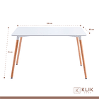 Comedor Mesa de 120x80 Rectangular Blanca + 6 Sillas Tulip - Blancas 6