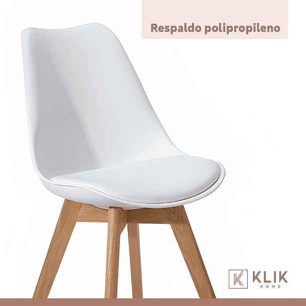 Comedor Mesa de 120x80 Rectangular Blanca + 6 Sillas Tulip - Blancas 7