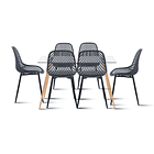 Comedor Mesa de Vidrio 120x80 + 6 Sillas Europa Negras 1