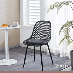 Comedor Mesa de Vidrio 120x80 + 6 Sillas Europa Negras