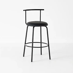 Taburete Alto Oslo Metal y Cuero Sintético - Negro