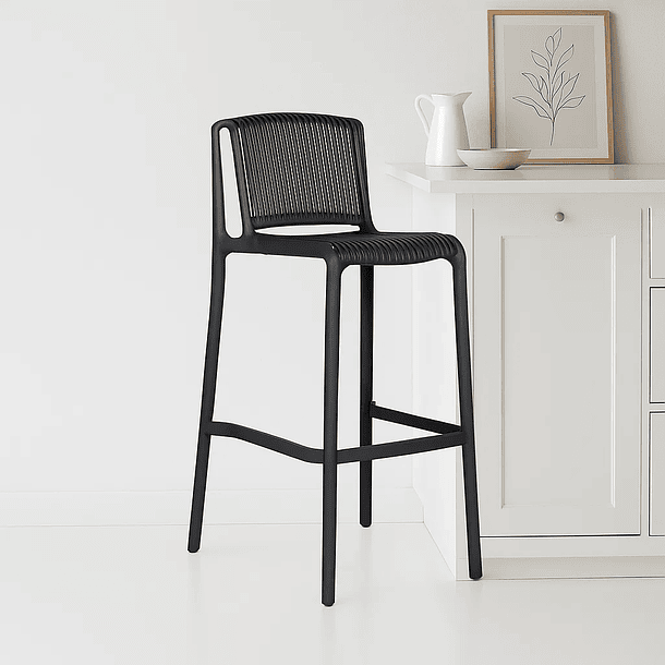 Taburete Alto Capri Polipropileno - Negro 3