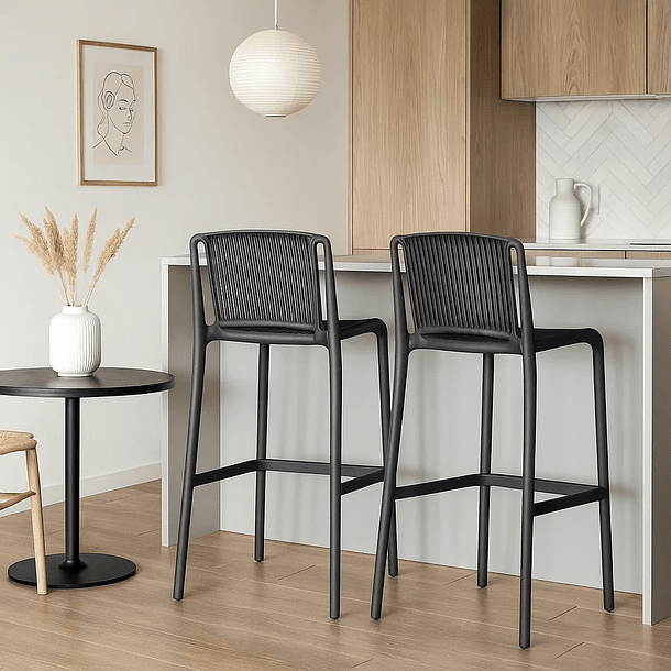 Taburete Alto Capri Polipropileno - Negro 5