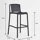 Taburete Alto Capri Polipropileno - Negro 7