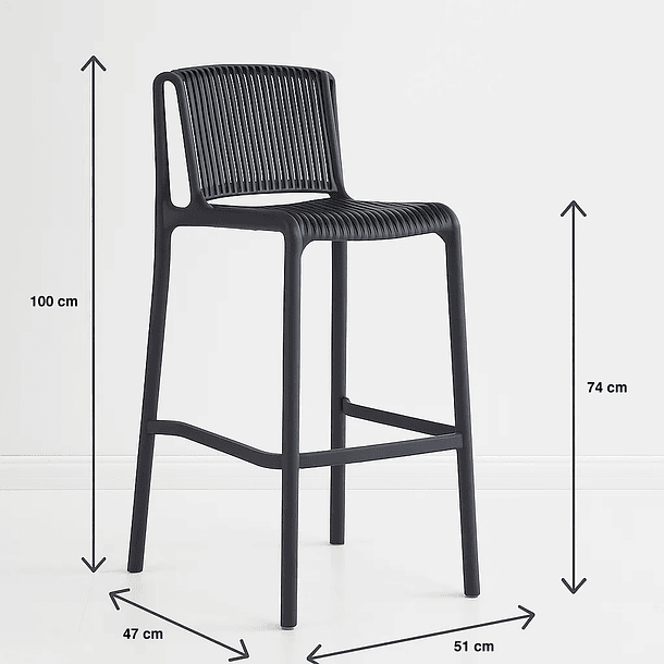 Taburete Alto Capri Polipropileno - Negro 7