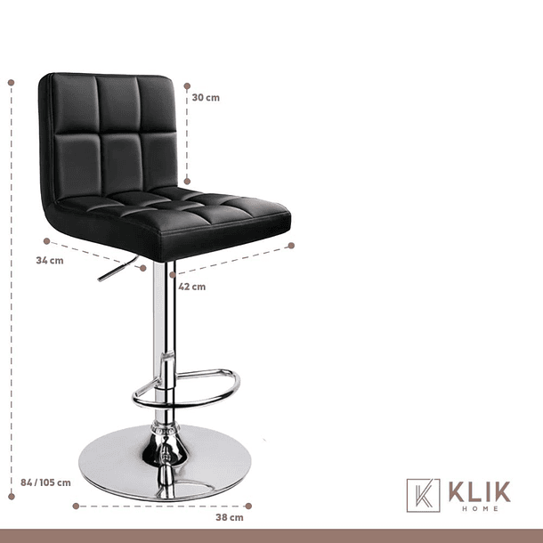 Taburete Ajustable Completo con Respaldo - Negro 7