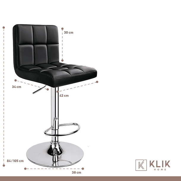 Taburete Ajustable Completo con Respaldo - Negro 8