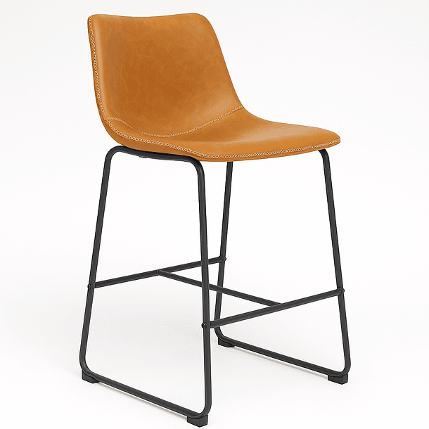 Taburete de bar Burgos de cuero y metal industrial 1