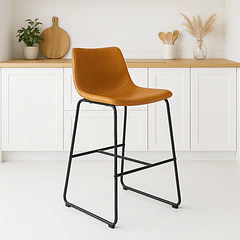 Taburete de bar Burgos de cuero y metal industrial