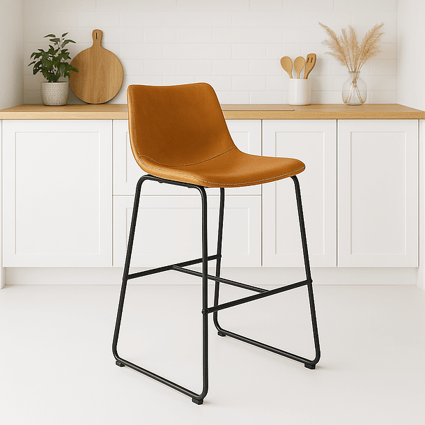 Taburete de bar Burgos de cuero y metal industrial 2