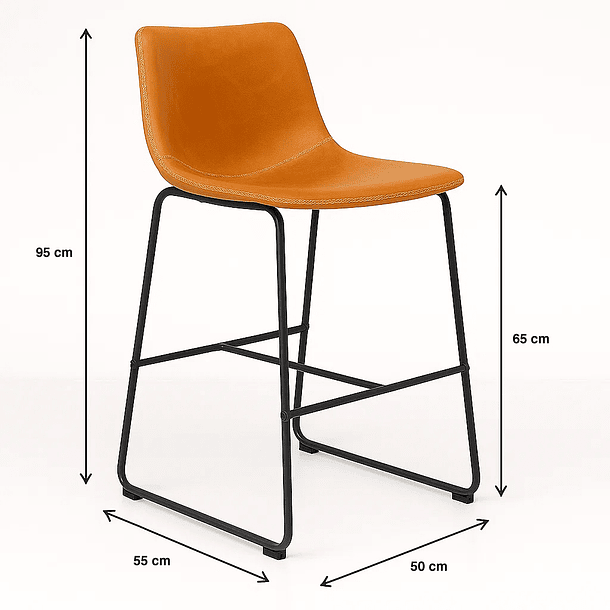 Taburete de bar Burgos de cuero y metal industrial 4