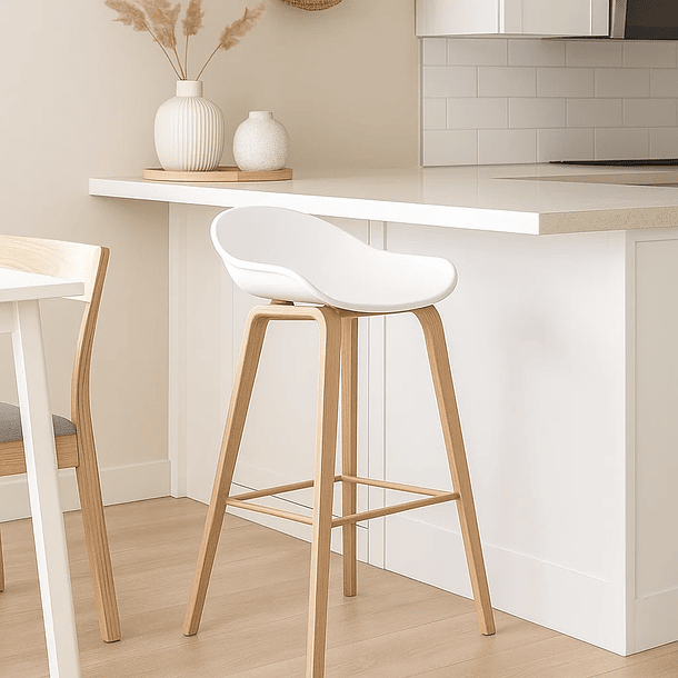 Taburete Piso Bar Nordic - Blanco 4