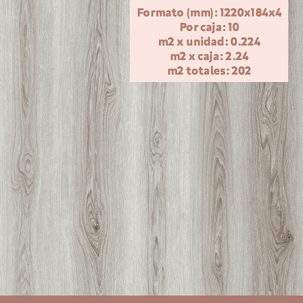 Piso Vinilico SPC Color Madera Gris 8