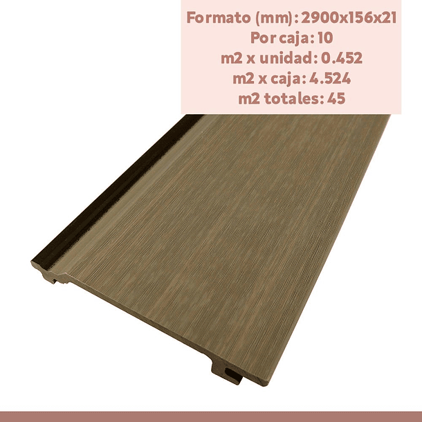 Revestimiento Siding Plano WPC exterior Color Gris Oscuro 7