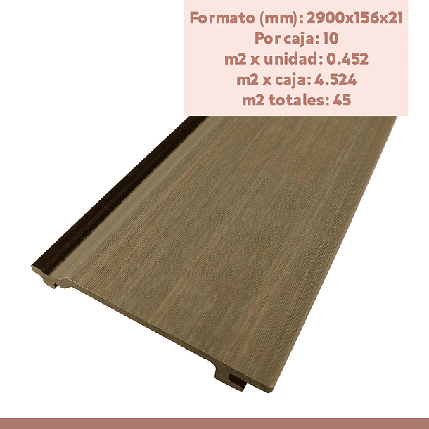 Revestimiento Siding Plano WPC exterior Color Gris Oscuro 8