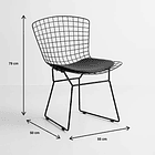 Silla Bertoia metal de terraza living comedor acolchada - Negra 8