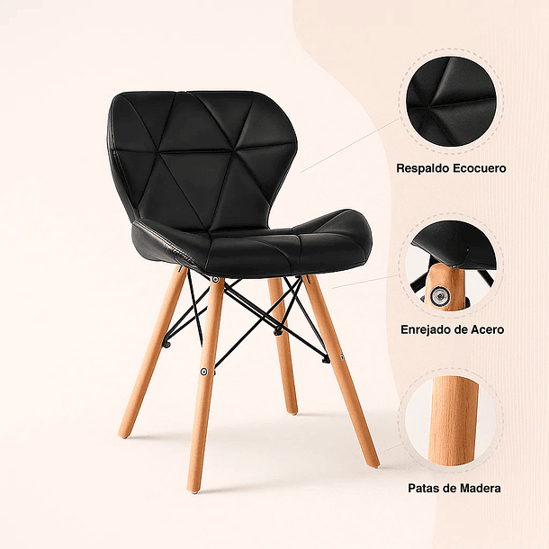 Silla Radar Acolchada Ecocuero - Negra 10