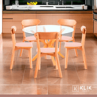 Comedor redondo de vidrio Cross 120cm + 5 Sillas Fresno de Madera - Natural 2