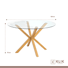 Comedor redondo de vidrio Cross 120cm + 5 Sillas Fresno de Madera - Natural 5