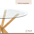 Comedor redondo de vidrio Cross 120cm + 5 Sillas Fresno de Madera - Natural 7