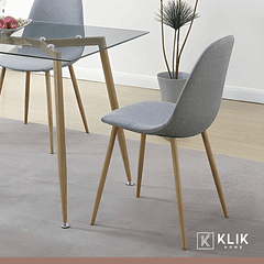 Comedor redondo de vidrio Cross 120cm + 5 Silla Spoon Velvet - Gris