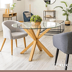 Comedor redondo de vidrio Cross 120cm + 5 Silla Spoon Velvet - Gris 8