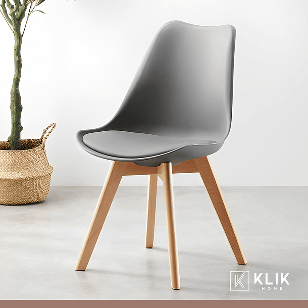 Comedor Mesa Eames Vidrio 100 cm + 5 Sillas Tulip Grises 8