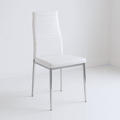 Silla Dining Acolchada Liana con patas cromadas - Blanca