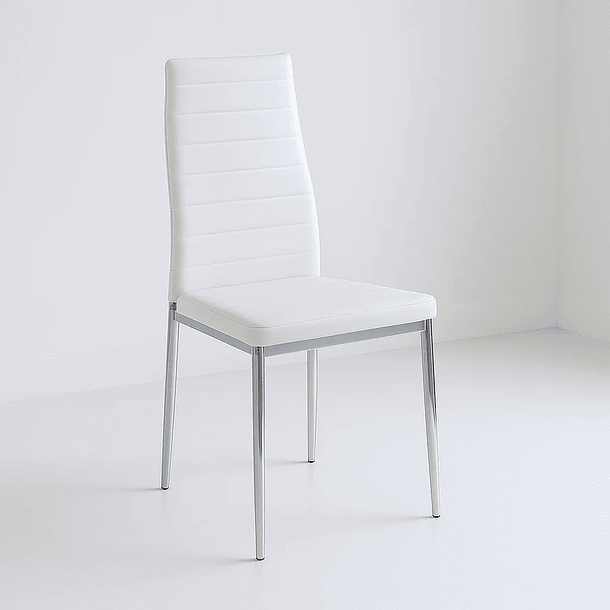 Silla Dining Acolchada Liana con patas cromadas - Blanca 1