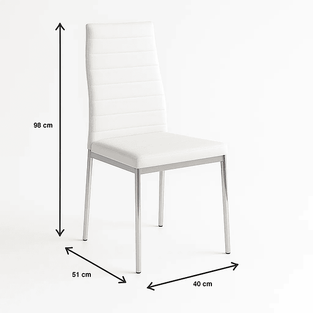 Silla Dining Acolchada Liana con patas cromadas - Blanca 7