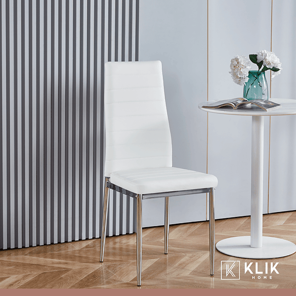 Comedor Mesa de Vidrio Rectangular 120x80 + 6 Sillas Dining Liana - Blancas 8