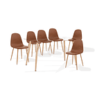 Comedor mesa de vidrio 120x80 + 6 Sillas Spoon Ecocuero vintage 1