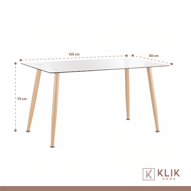 Comedor mesa de vidrio 120x80 + 6 Sillas Spoon Ecocuero vintage 5