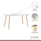 Comedor Mesa Rectangular de Vidrio 120x80 cm + 6 Sillas Radar Blancas 4