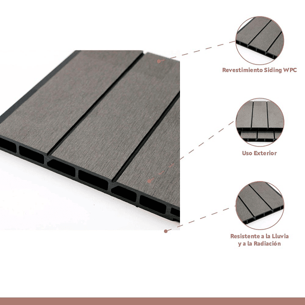 Revestimiento Siding WPC exterior Color Gris Oscuro 5