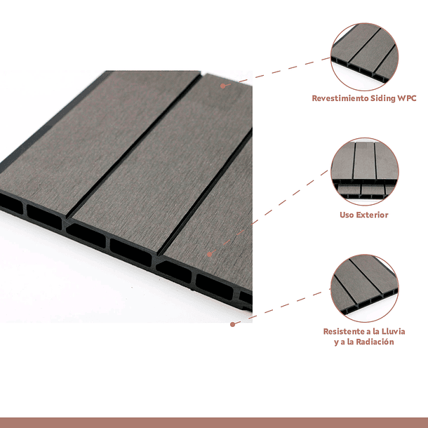 Revestimiento Siding WPC exterior Color Gris Oscuro 6