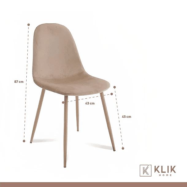 Comedor redondo de vidrio Cross 120cm + 5 Silla Spoon Velvet - Beige 5