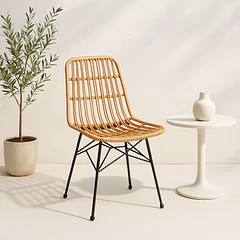 Silla de Comedor Terraza Rattan Grecia Color Madera