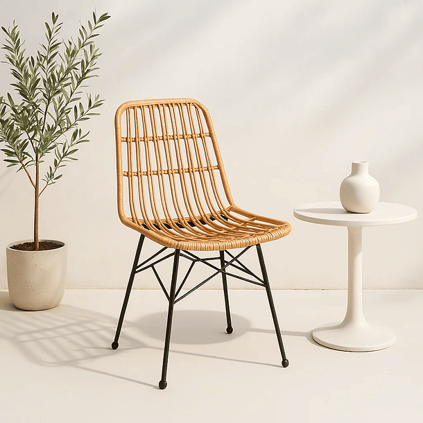 Silla de Comedor Terraza Rattan Grecia Color Madera 4