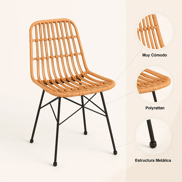 Silla de Comedor Terraza Rattan Grecia Color Madera 10