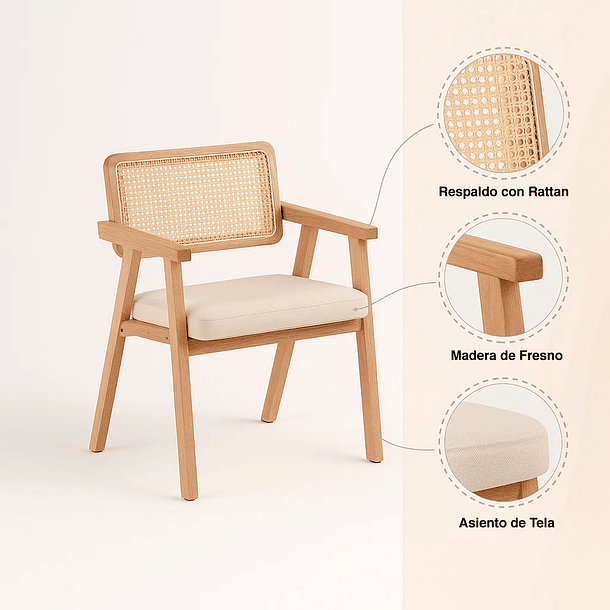 Sitial Acolchado Chandigarh Butaca Rattan - Madera 10