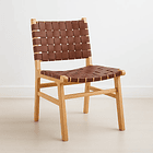 Silla de Comedor Danesa Austral enrejada Madera y Cuero - Café 2