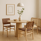 Silla de Comedor Danesa Austral enrejada Madera y Cuero - Café 6